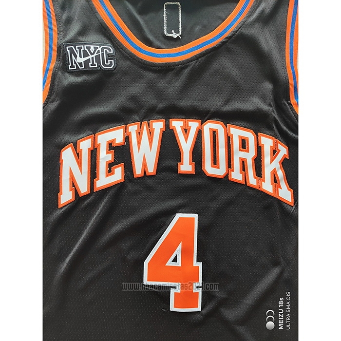 Camiseta New York Knicks Derrick Rose #4 Ciudad 2021-22 Negro